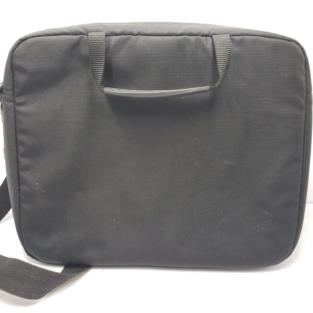 Vintage LL Bean Black Padded Laptop Messenger Bag Briefcase Satchel Multi Pocket
